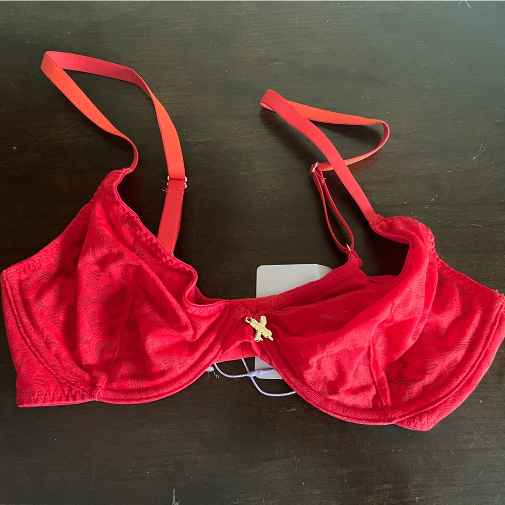 Red lace bra